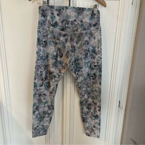 Lululemon Women Leggings Align HR Pant 25” KLFO Teal White Print Size 10 Great